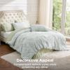 imageBedsure Queen Comforter Set Pink Boho Tufted Bed Set 3D Puffy Jacquard Bedding Queen Size 3 Pieces 1 Farmhouse Shabby Chic Embroidery Comforter with Bow Pattern ampamp 2 Pillow Cases07  Sage Green  Bow
