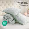 imageBedsure Queen Comforter Set Pink Boho Tufted Bed Set 3D Puffy Jacquard Bedding Queen Size 3 Pieces 1 Farmhouse Shabby Chic Embroidery Comforter with Bow Pattern ampamp 2 Pillow Cases07  Sage Green  Bow