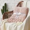 imageBedsure Sage Green Throw Blanket for Couch  Versatile Knit Woven Chenille Blanket for Chair Super Soft Warm ampamp Decorative Blanket with Tassels for Bed Sofa and Living Room Sage Green Throw06  Pink