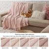 imageBedsure Sage Green Throw Blanket for Couch  Versatile Knit Woven Chenille Blanket for Chair Super Soft Warm ampamp Decorative Blanket with Tassels for Bed Sofa and Living Room Sage Green Throw06  Pink