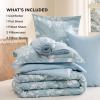 imageBedsure Sage Green Twin XL Comforter Set  5 Pieces Floral Bedding Sets Twin XL Bed in a Bag with Reversible Botanical Flowers Comforter Sheets Pillowcase ampamp Sham05  Sky Blue