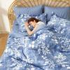 imageBedsure Sage Green Twin XL Comforter Set  5 Pieces Floral Bedding Sets Twin XL Bed in a Bag with Reversible Botanical Flowers Comforter Sheets Pillowcase ampamp Sham02  Blue