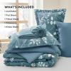 imageBedsure Sage Green Twin XL Comforter Set  5 Pieces Floral Bedding Sets Twin XL Bed in a Bag with Reversible Botanical Flowers Comforter Sheets Pillowcase ampamp Sham10  Mineral Blue