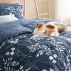 imageBedsure Sage Green Twin XL Comforter Set  5 Pieces Floral Bedding Sets Twin XL Bed in a Bag with Reversible Botanical Flowers Comforter Sheets Pillowcase ampamp Sham07  Navy
