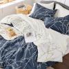 imageBedsure Sage Green Twin XL Comforter Set  5 Pieces Floral Bedding Sets Twin XL Bed in a Bag with Reversible Botanical Flowers Comforter Sheets Pillowcase ampamp Sham03  Navy Blue