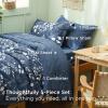 imageBedsure Sage Green Twin XL Comforter Set  5 Pieces Floral Bedding Sets Twin XL Bed in a Bag with Reversible Botanical Flowers Comforter Sheets Pillowcase ampamp Sham07  Navy