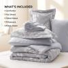imageBedsure Sage Green Twin XL Comforter Set  5 Pieces Floral Bedding Sets Twin XL Bed in a Bag with Reversible Botanical Flowers Comforter Sheets Pillowcase ampamp Sham13  Grey