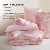 imageBedsure Sage Green Twin XL Comforter Set  5 Pieces Floral Bedding Sets Twin XL Bed in a Bag with Reversible Botanical Flowers Comforter Sheets Pillowcase ampamp Sham09  Pink