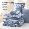 imageBedsure Sage Green Twin XL Comforter Set  5 Pieces Floral Bedding Sets Twin XL Bed in a Bag with Reversible Botanical Flowers Comforter Sheets Pillowcase ampamp Sham02  Blue