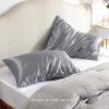imageBedsure Satin Pillowcase for Hair  Ivory Satin Pillow Cases Standard Size with Zipper 2 Pack Similar to Silk Pillow Cases for Skin Silky ampamp Soft Gifts for Women Men 20x26 Inches05  Dark Grey  Zipper