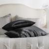imageBedsure Satin Pillowcase for Hair  Ivory Satin Pillow Cases Standard Size with Zipper 2 Pack Similar to Silk Pillow Cases for Skin Silky ampamp Soft Gifts for Women Men 20x26 Inches04  Black  Zipper