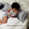 imageBedsure Satin Pillowcase for Hair  Ivory Satin Pillow Cases Standard Size with Zipper 2 Pack Similar to Silk Pillow Cases for Skin Silky ampamp Soft Gifts for Women Men 20x26 Inches05  Dark Grey  Zipper