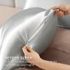 imageBedsure Satin Pillowcase for Hair  Ivory Satin Pillow Cases Standard Size with Zipper 2 Pack Similar to Silk Pillow Cases for Skin Silky ampamp Soft Gifts for Women Men 20x26 Inches02  Grey  Zipper