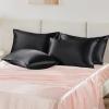 imageBedsure Satin Pillowcase for Hair  Ivory Satin Pillow Cases Standard Size with Zipper 2 Pack Similar to Silk Pillow Cases for Skin Silky ampamp Soft Gifts for Women Men 20x26 Inches04  Black  Zipper