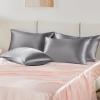 imageBedsure Satin Pillowcase for Hair  Ivory Satin Pillow Cases Standard Size with Zipper 2 Pack Similar to Silk Pillow Cases for Skin Silky ampamp Soft Gifts for Women Men 20x26 Inches05  Dark Grey  Zipper