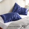 imageBedsure Satin Pillowcase for Hair  Ivory Satin Pillow Cases Standard Size with Zipper 2 Pack Similar to Silk Pillow Cases for Skin Silky ampamp Soft Gifts for Women Men 20x26 Inches11 Navy  Zipper
