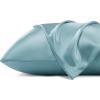 imageBedsure Satin Pillowcase for Hair  Ivory Satin Pillow Cases Standard Size with Zipper 2 Pack Similar to Silk Pillow Cases for Skin Silky ampamp Soft Gifts for Women Men 20x26 Inches17  Grey Blue  Zipper