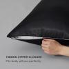 imageBedsure Satin Pillowcase for Hair  Ivory Satin Pillow Cases Standard Size with Zipper 2 Pack Similar to Silk Pillow Cases for Skin Silky ampamp Soft Gifts for Women Men 20x26 Inches04  Black  Zipper