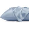 imageBedsure Satin Pillowcase for Hair  Ivory Satin Pillow Cases Standard Size with Zipper 2 Pack Similar to Silk Pillow Cases for Skin Silky ampamp Soft Gifts for Women Men 20x26 Inches14  Stone Blue  Zipper