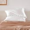 imageBedsure Satin Pillowcase for Hair  Ivory Satin Pillow Cases Standard Size with Zipper 2 Pack Similar to Silk Pillow Cases for Skin Silky ampamp Soft Gifts for Women Men 20x26 Inches07  Ivory  Zipper