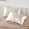 imageBedsure Satin Pillowcase for Hair  Ivory Satin Pillow Cases Standard Size with Zipper 2 Pack Similar to Silk Pillow Cases for Skin Silky ampamp Soft Gifts for Women Men 20x26 Inches01  Beige  Zipper