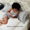 imageBedsure Satin Pillowcase for Hair  Ivory Satin Pillow Cases Standard Size with Zipper 2 Pack Similar to Silk Pillow Cases for Skin Silky ampamp Soft Gifts for Women Men 20x26 Inches02  Grey  Zipper