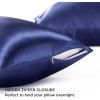 imageBedsure Satin Pillowcase for Hair  Ivory Satin Pillow Cases Standard Size with Zipper 2 Pack Similar to Silk Pillow Cases for Skin Silky ampamp Soft Gifts for Women Men 20x26 Inches11 Navy  Zipper