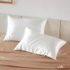 imageBedsure Satin Pillowcase for Hair  Ivory Satin Pillow Cases Standard Size with Zipper 2 Pack Similar to Silk Pillow Cases for Skin Silky ampamp Soft Gifts for Women Men 20x26 Inches03  White  Zipper