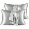 imageBedsure Satin Pillowcase for Hair  Ivory Satin Pillow Cases Standard Size with Zipper 2 Pack Similar to Silk Pillow Cases for Skin Silky ampamp Soft Gifts for Women Men 20x26 Inches02  Grey  Zipper