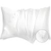 imageBedsure Satin Pillowcase for Hair  Ivory Satin Pillow Cases Standard Size with Zipper 2 Pack Similar to Silk Pillow Cases for Skin Silky ampamp Soft Gifts for Women Men 20x26 Inches03  White  Zipper