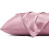 imageBedsure Satin Pillowcase for Hair  Ivory Satin Pillow Cases Standard Size with Zipper 2 Pack Similar to Silk Pillow Cases for Skin Silky ampamp Soft Gifts for Women Men 20x26 Inches10  Pink  Zipper
