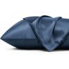 imageBedsure Satin Pillowcase for Hair  Ivory Satin Pillow Cases Standard Size with Zipper 2 Pack Similar to Silk Pillow Cases for Skin Silky ampamp Soft Gifts for Women Men 20x26 Inches16  Blue Granite  Zipper