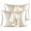 imageBedsure Satin Pillowcase for Hair  Ivory Satin Pillow Cases Standard Size with Zipper 2 Pack Similar to Silk Pillow Cases for Skin Silky ampamp Soft Gifts for Women Men 20x26 Inches01  Beige  Zipper
