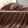 imageBedsure Satin Sheets Queen Size Bed Set  Luxury Silky Bed Sheet Set Ultra Soft ampamp Wrinkle Free Good for Hair ampamp Skin Gifts for Women 15 Inches Deep Pocket 4Piece Queen Silver Grey08  Coffee