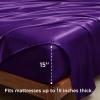 imageBedsure Satin Sheets Queen Size Bed Set  Luxury Silky Bed Sheet Set Ultra Soft ampamp Wrinkle Free Good for Hair ampamp Skin Gifts for Women 15 Inches Deep Pocket 4Piece Queen Silver Grey10  Purple