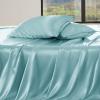 imageBedsure Satin Sheets Queen Size Bed Set  Luxury Silky Bed Sheet Set Ultra Soft ampamp Wrinkle Free Good for Hair ampamp Skin Gifts for Women 15 Inches Deep Pocket 4Piece Queen Silver Grey16  Baby Blue