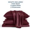 imageBedsure Satin Sheets Queen Size Bed Set  Luxury Silky Bed Sheet Set Ultra Soft ampamp Wrinkle Free Good for Hair ampamp Skin Gifts for Women 15 Inches Deep Pocket 4Piece Queen Silver Grey19  Burgundy