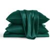 imageBedsure Satin Sheets Queen Size Bed Set  Luxury Silky Bed Sheet Set Ultra Soft ampamp Wrinkle Free Good for Hair ampamp Skin Gifts for Women 15 Inches Deep Pocket 4Piece Queen Silver Grey07  Dark Green