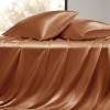 imageBedsure Satin Sheets Queen Size Bed Set  Luxury Silky Bed Sheet Set Ultra Soft ampamp Wrinkle Free Good for Hair ampamp Skin Gifts for Women 15 Inches Deep Pocket 4Piece Queen Silver Grey21  Burnt Orange