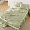 imageBedsure Satin Sheets Queen Size Bed Set  Luxury Silky Bed Sheet Set Ultra Soft ampamp Wrinkle Free Good for Hair ampamp Skin Gifts for Women 15 Inches Deep Pocket 4Piece Queen Silver Grey09  Sage Green