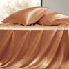 imageBedsure Satin Sheets Queen Size Bed Set  Luxury Silky Bed Sheet Set Ultra Soft ampamp Wrinkle Free Good for Hair ampamp Skin Gifts for Women 15 Inches Deep Pocket 4Piece Queen Silver Grey21  Burnt Orange