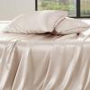 imageBedsure Satin Sheets Queen Size Bed Set  Luxury Silky Bed Sheet Set Ultra Soft ampamp Wrinkle Free Good for Hair ampamp Skin Gifts for Women 15 Inches Deep Pocket 4Piece Queen Silver Grey20  Beige