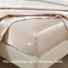 imageBedsure Satin Sheets Queen Size Bed Set  Luxury Silky Bed Sheet Set Ultra Soft ampamp Wrinkle Free Good for Hair ampamp Skin Gifts for Women 15 Inches Deep Pocket 4Piece Queen Silver Grey20  Beige
