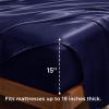 imageBedsure Satin Sheets Queen Size Bed Set  Luxury Silky Bed Sheet Set Ultra Soft ampamp Wrinkle Free Good for Hair ampamp Skin Gifts for Women 15 Inches Deep Pocket 4Piece Queen Silver Grey14  Navy