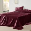 imageBedsure Satin Sheets Queen Size Bed Set  Luxury Silky Bed Sheet Set Ultra Soft ampamp Wrinkle Free Good for Hair ampamp Skin Gifts for Women 15 Inches Deep Pocket 4Piece Queen Silver Grey19  Burgundy