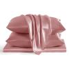 imageBedsure Satin Sheets Queen Size Bed Set  Luxury Silky Bed Sheet Set Ultra Soft ampamp Wrinkle Free Good for Hair ampamp Skin Gifts for Women 15 Inches Deep Pocket 4Piece Queen Silver Grey11  Coral