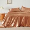 imageBedsure Satin Sheets Queen Size Bed Set  Luxury Silky Bed Sheet Set Ultra Soft ampamp Wrinkle Free Good for Hair ampamp Skin Gifts for Women 15 Inches Deep Pocket 4Piece Queen Silver Grey21  Burnt Orange