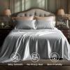 imageBedsure Satin Sheets Queen Size Bed Set  Luxury Silky Bed Sheet Set Ultra Soft ampamp Wrinkle Free Good for Hair ampamp Skin Gifts for Women 15 Inches Deep Pocket 4Piece Queen Silver Grey01  Silver Grey