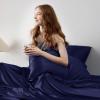 imageBedsure Satin Sheets Queen Size Bed Set  Luxury Silky Bed Sheet Set Ultra Soft ampamp Wrinkle Free Good for Hair ampamp Skin Gifts for Women 15 Inches Deep Pocket 4Piece Queen Silver Grey14  Navy