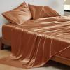 imageBedsure Satin Sheets Queen Size Bed Set  Luxury Silky Bed Sheet Set Ultra Soft ampamp Wrinkle Free Good for Hair ampamp Skin Gifts for Women 15 Inches Deep Pocket 4Piece Queen Silver Grey21  Burnt Orange